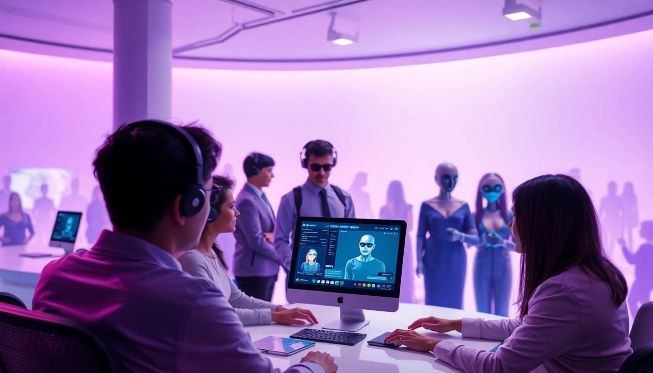 Engage with free nsfw ai chatbots in a vibrant, futuristic digital landscape.