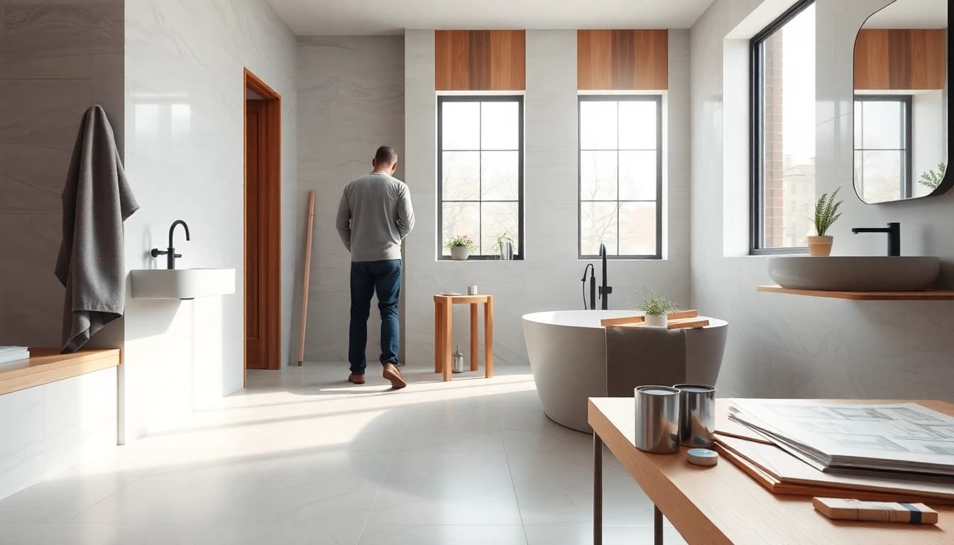 Innovative bathroom renovation cost showcased through craftsmen and modern design elements.