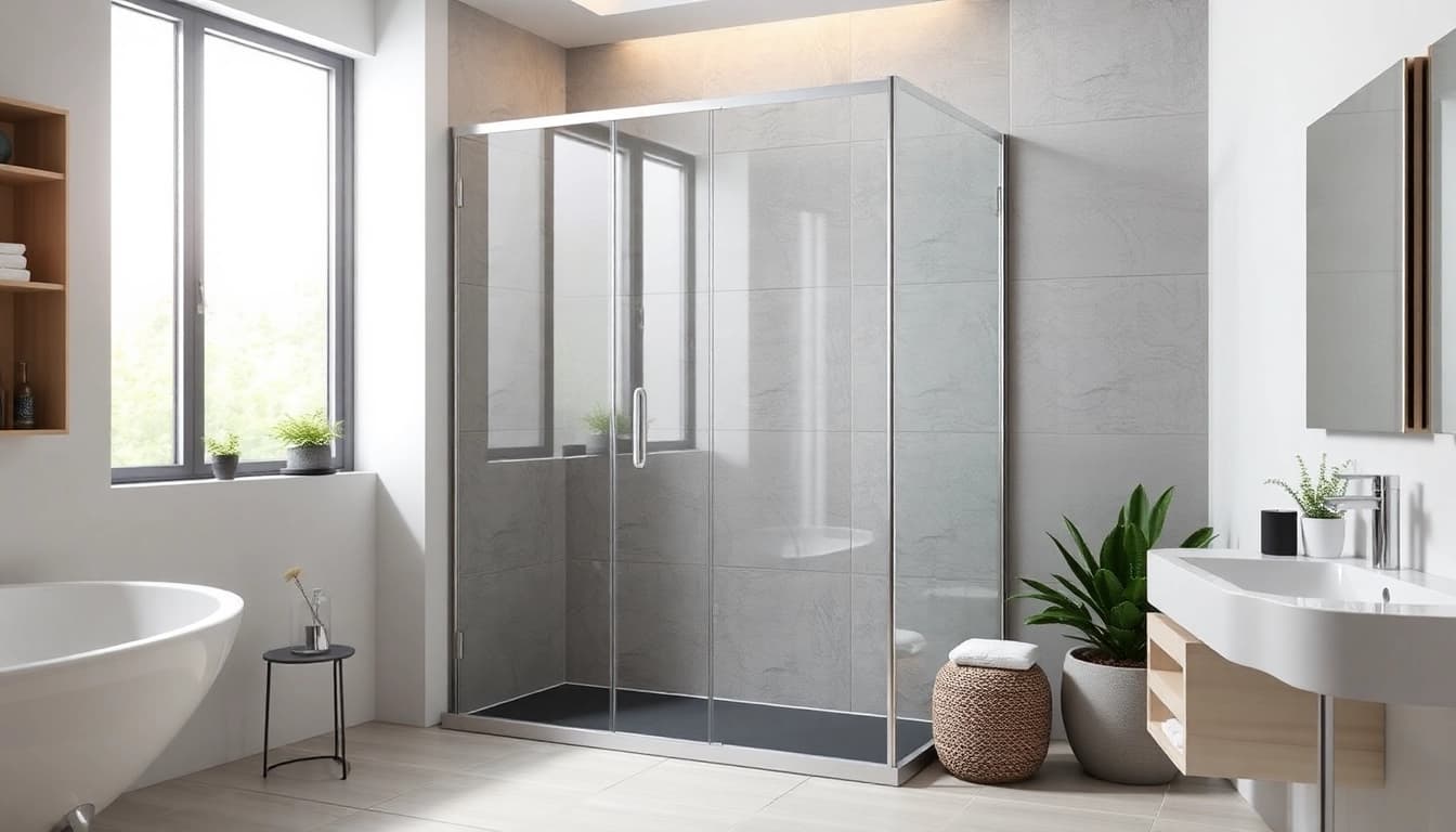 Installer une paroi de douche élégante dans une salle de bain moderne.