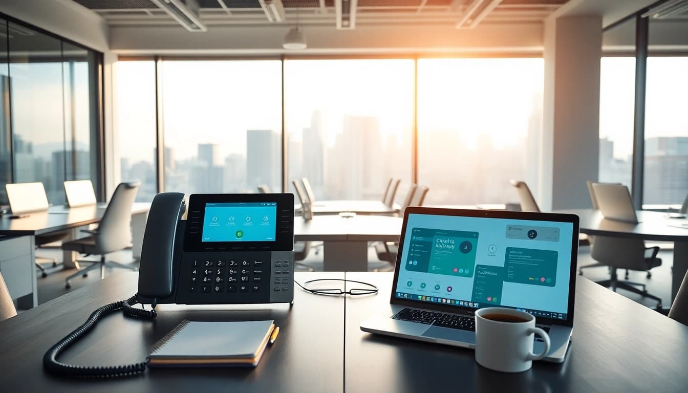 Explore a sleek cloud phone system in a modern workspace enhancing communication efficiency.