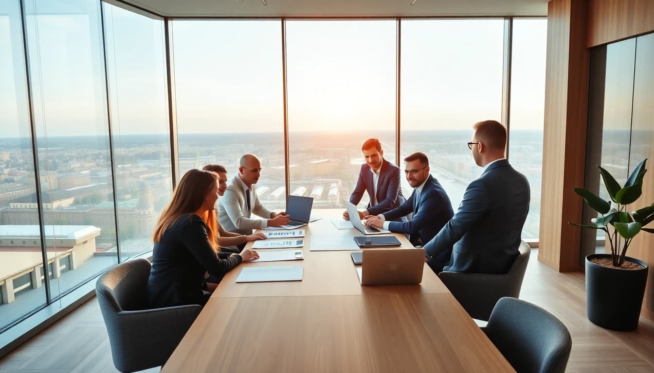 Luxembourg family holding company executives collaborating on financial strategies.