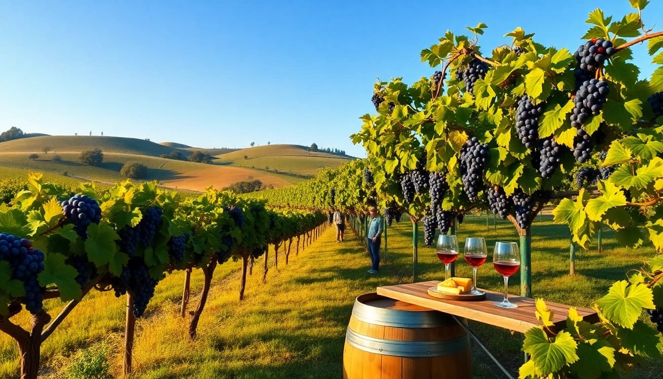 Savor the flavors of Sacramento Wineries with lush grapevines and scenic views.