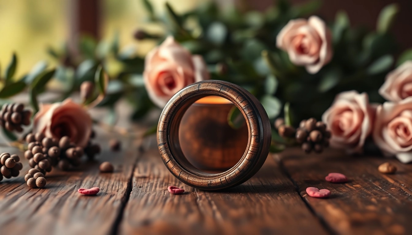Showcase of unique Whiskey Barrel Wedding Bands highlighting grain pattern and rustic charm