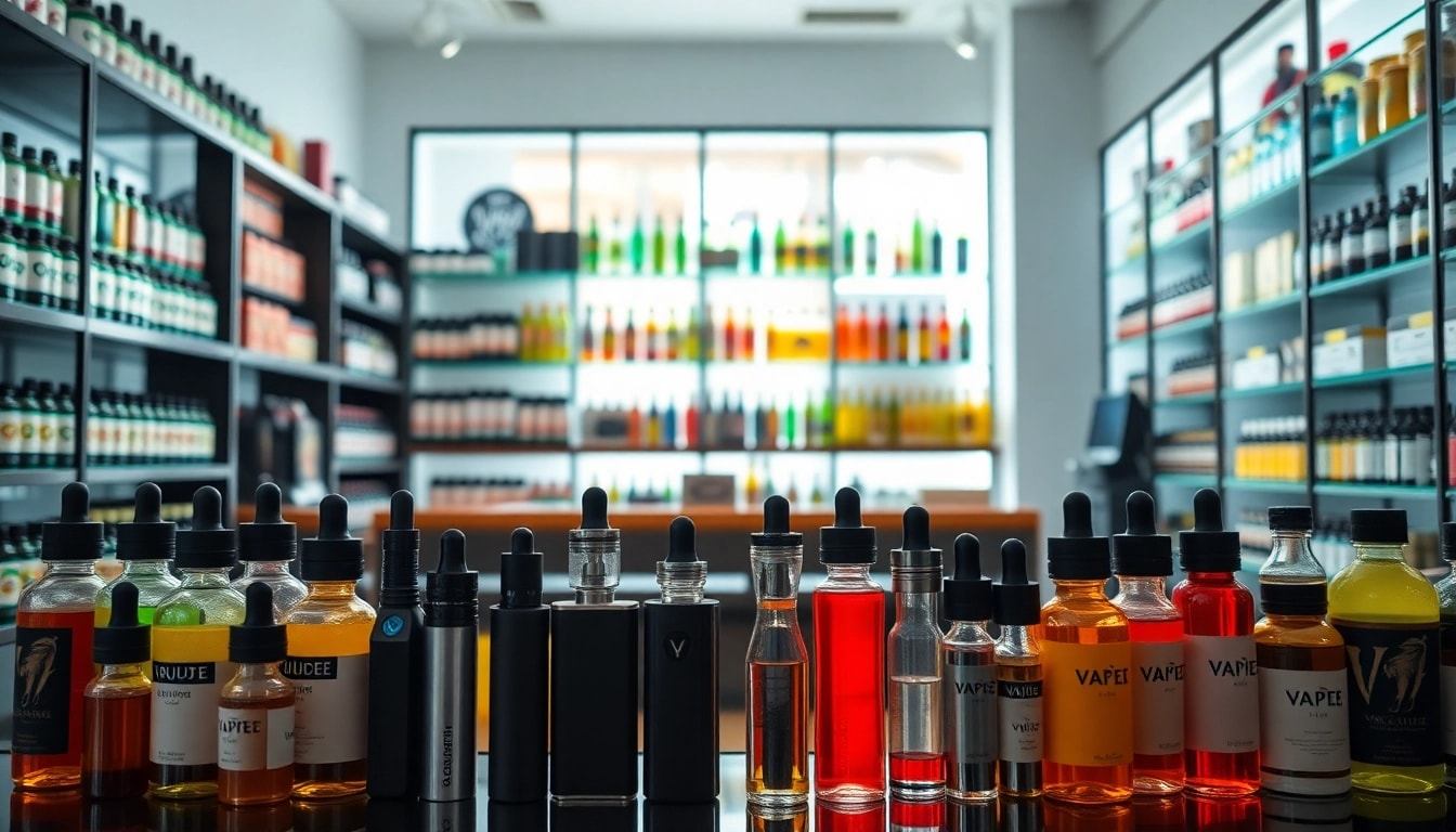 Vape Juice Depot showcasing a colorful display of premium vape juices and devices.