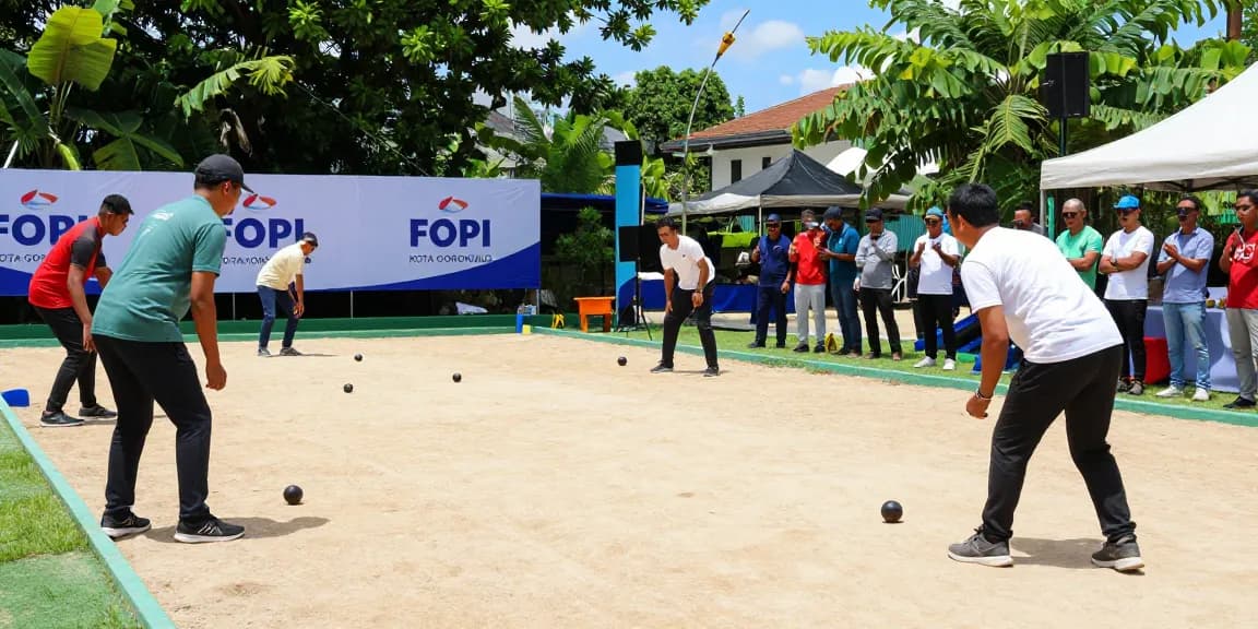 Turnamen petanque FOPI Kota Gorontalo menyajikan suasana kompetitif dan energi yang tinggi.