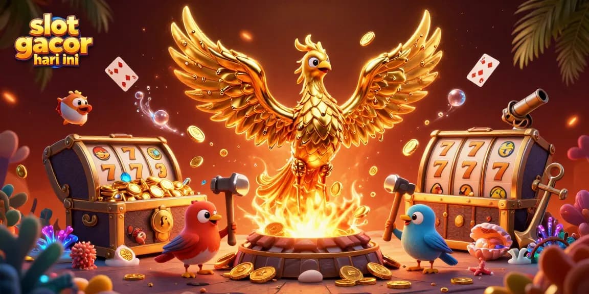 Spin the reels of slot gacor hari ini with the dazzling golden phoenix illuminating thrilling wins.