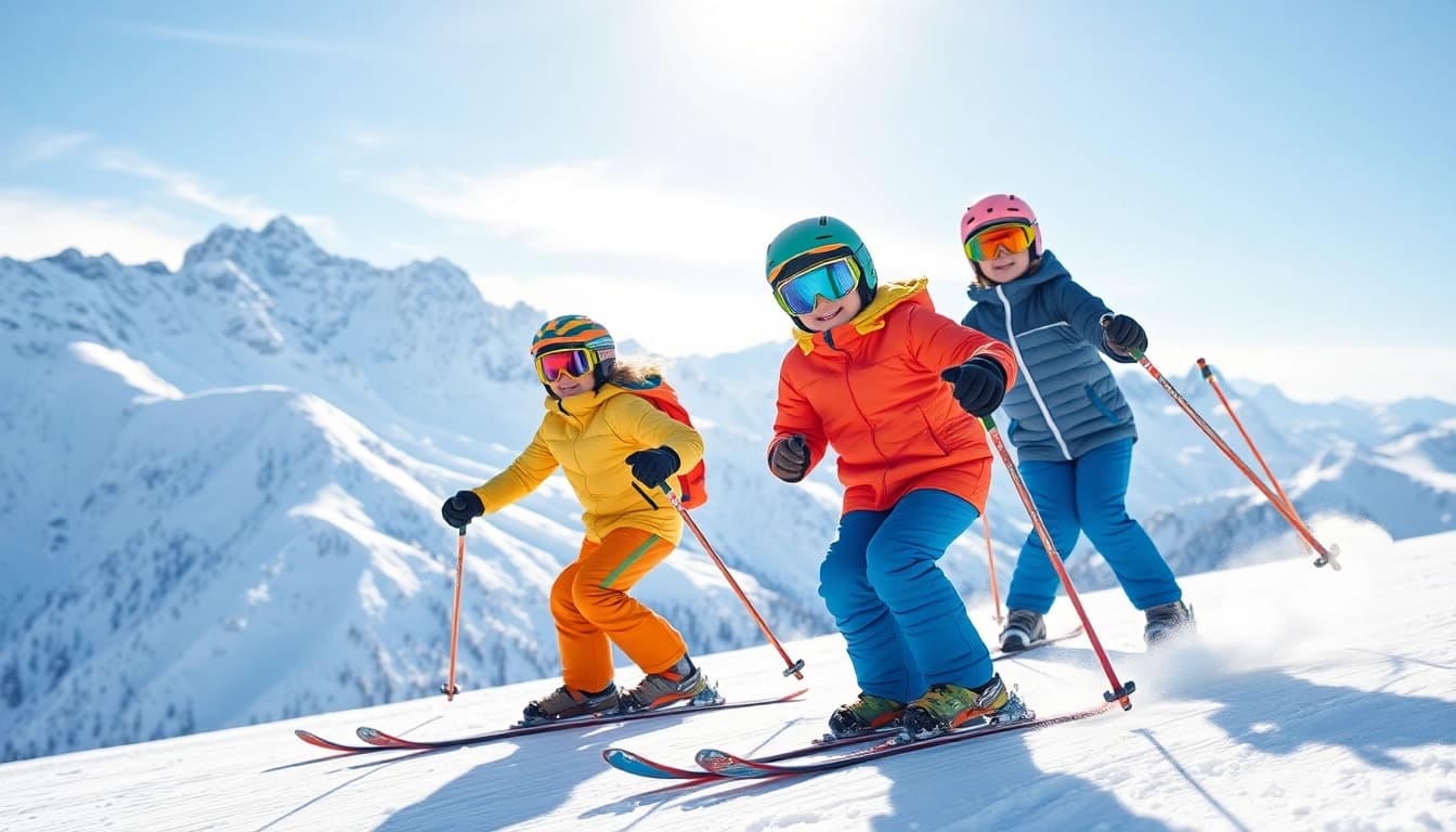 Participating in the junior ski trade-in program natick, ma while enjoying skiing with colorful gear.