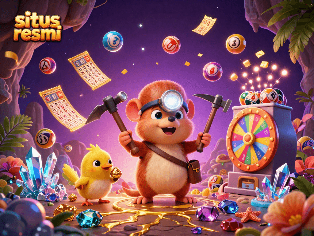 Experience excitement with situs resmi, featuring a treasure hunter mole and dynamic gaming elements.