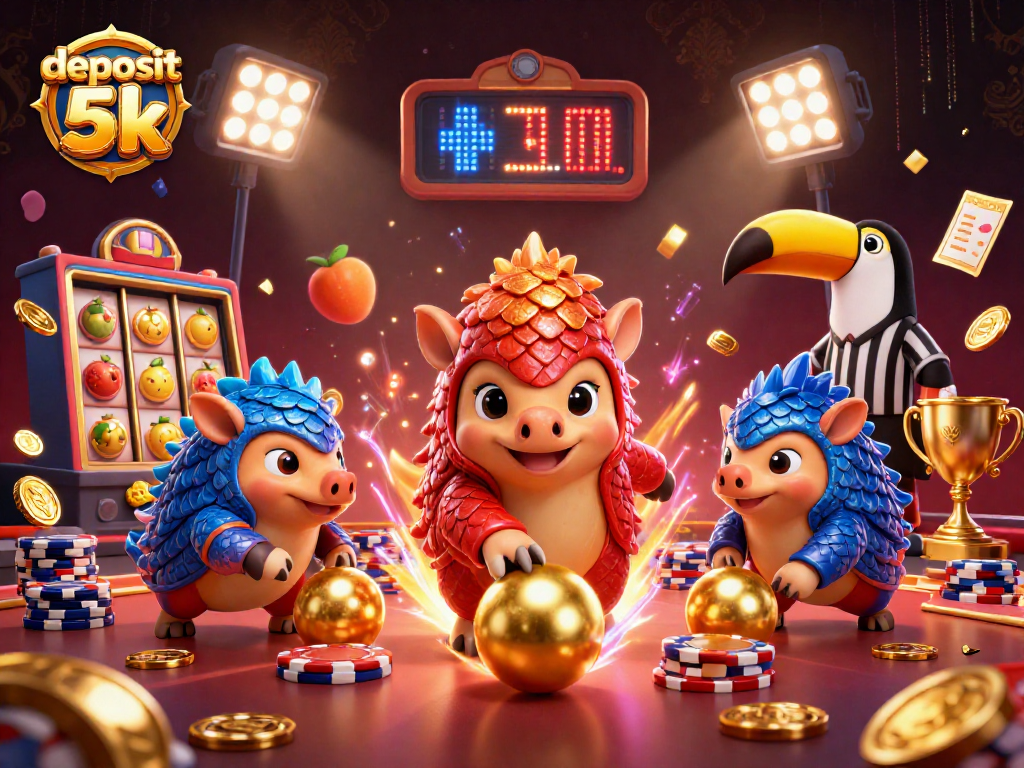 Engage in the thrill of winning with a dynamic illustration showcasing deposit 5k and vibrant gaming action.