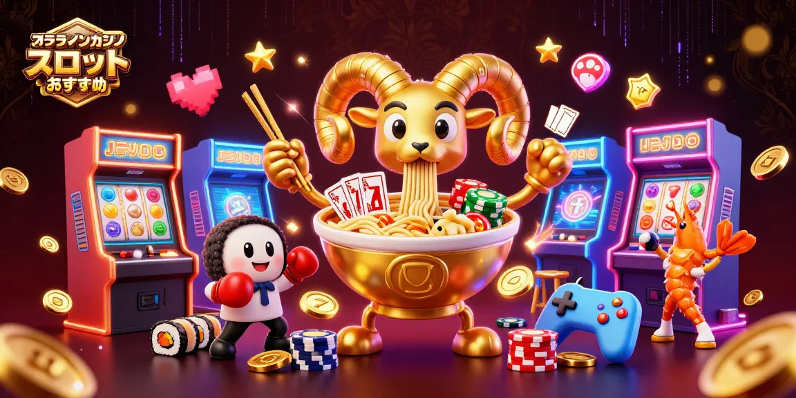 オンラインカジノ スロット おすすめでカードを配る巨大なラーメンボウルのイラスト