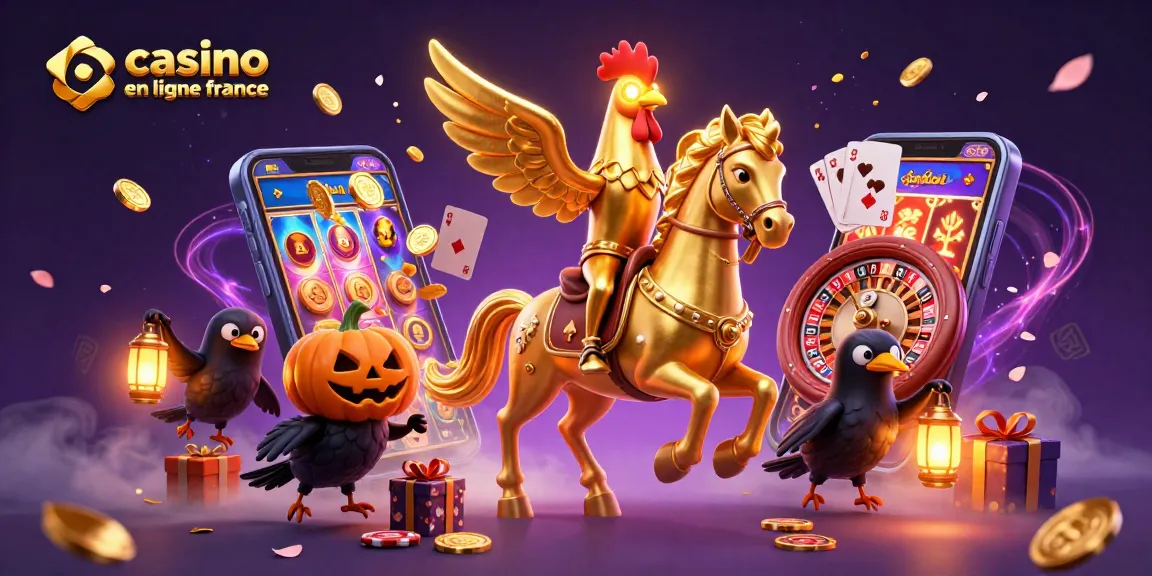 Visualisez une aventure au casino en ligne France avec un coq doré et ses compagnons mystérieux.