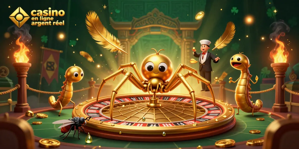 Profitez d'une scène animée de casino en ligne argent réel avec des personnages captivants et des éléments de jeu.