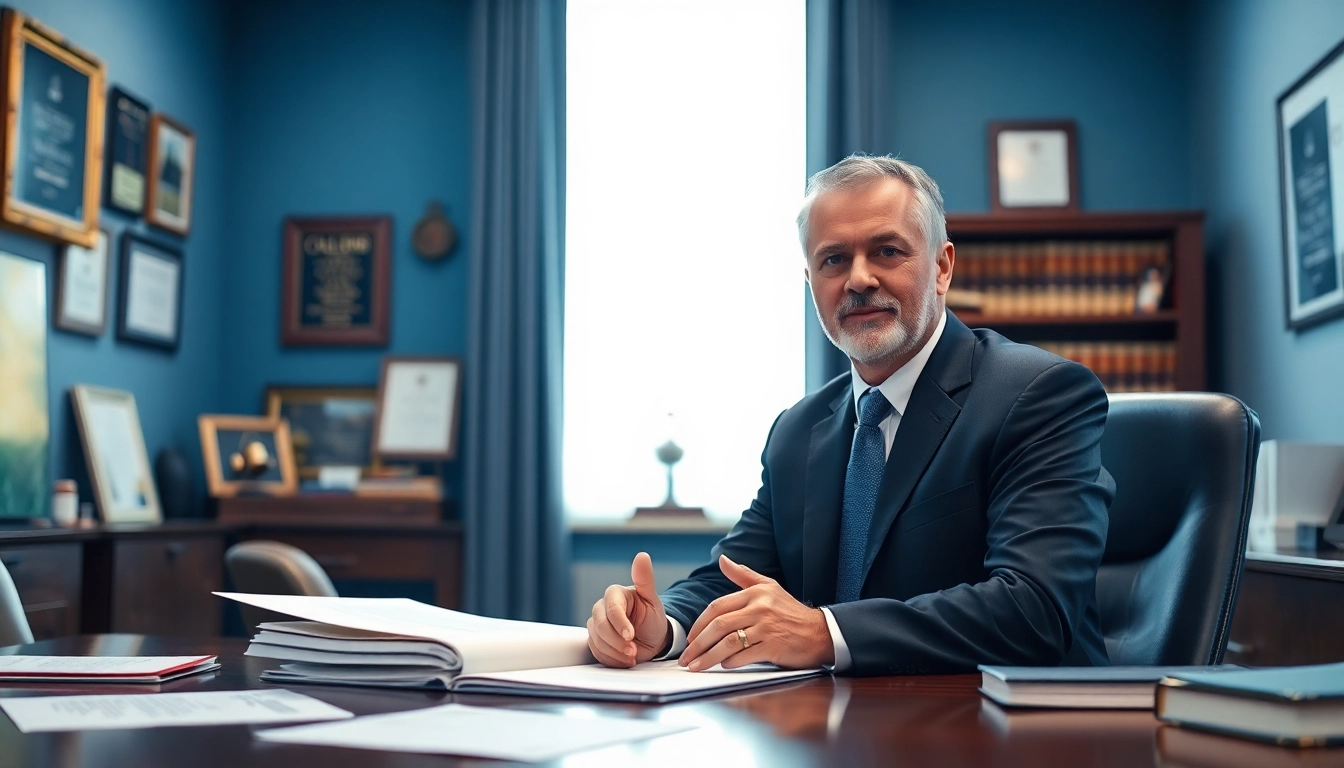 Clearwater truck accident attorney discussing case documents in a professional office setting.