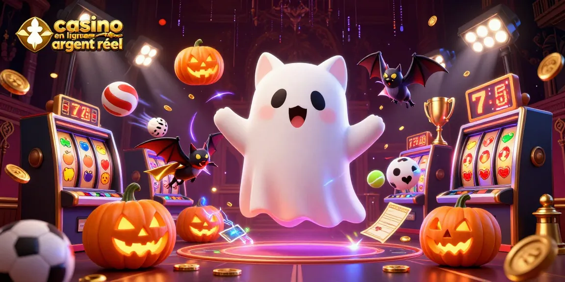 Jouez au casino en ligne argent réel avec un chat fantôme et un vampire dans un décor animé.