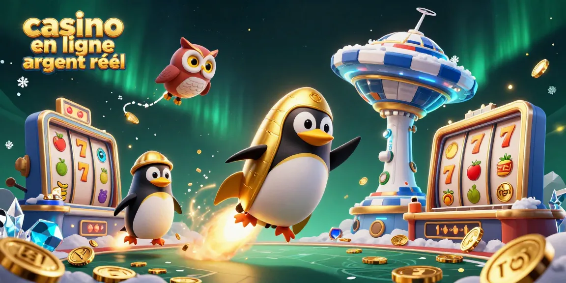 Jouez au casino en ligne argent réel avec le pingouin doré et ses symboles de machines à sous dynamiques.