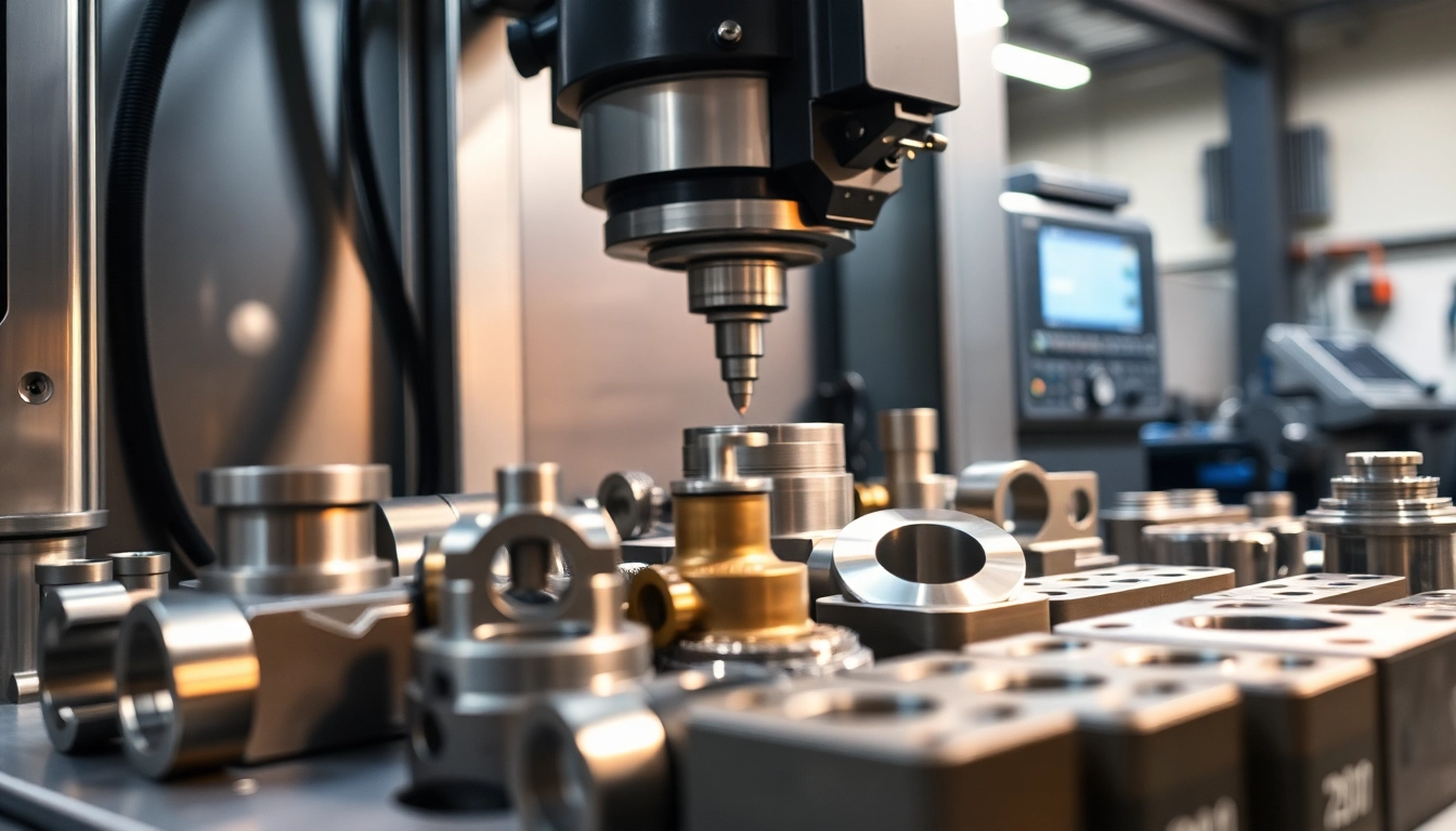 Showcasing Chiheng Custom CNC Machining with precision equipment and custom parts in a bright workshop.
