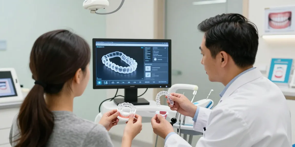 Clear aligners for adults Hawthorn consultation in modern orthodontic clinic.