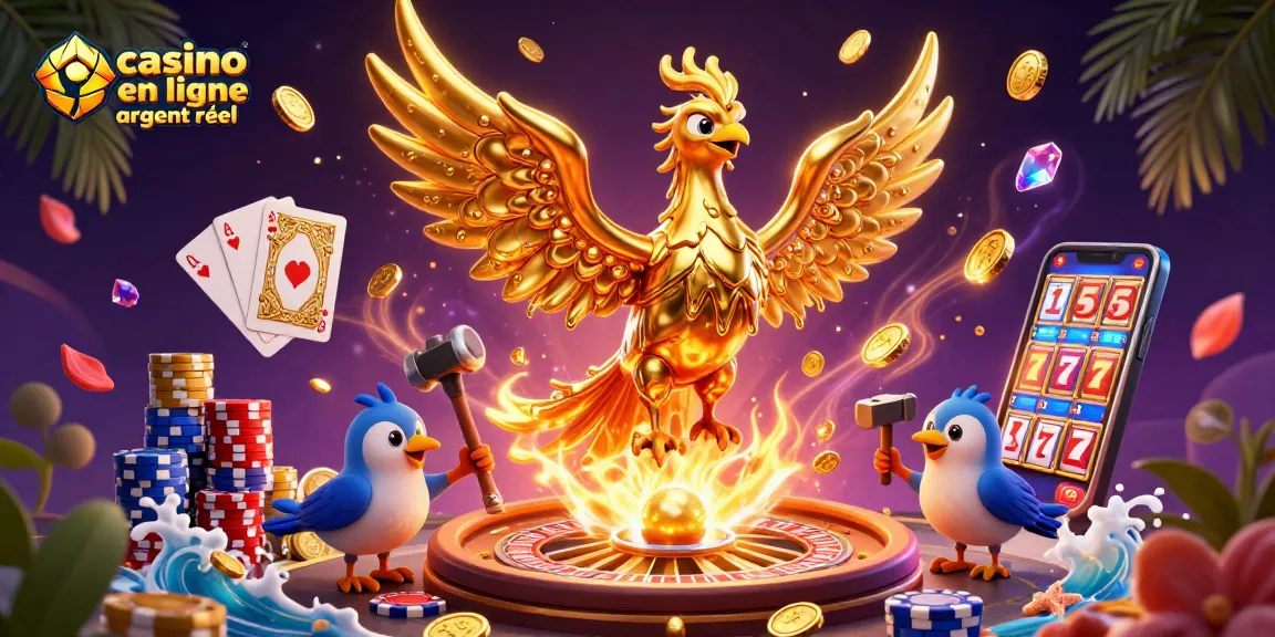 Gagnez avec le casino en ligne argent réel dans une scène vibrante de jeux et de gains.