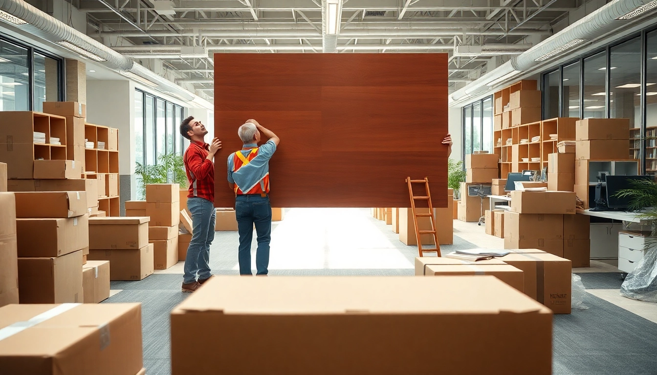 Efficient team from Chicago commercial moving company packing and moving office furniture.