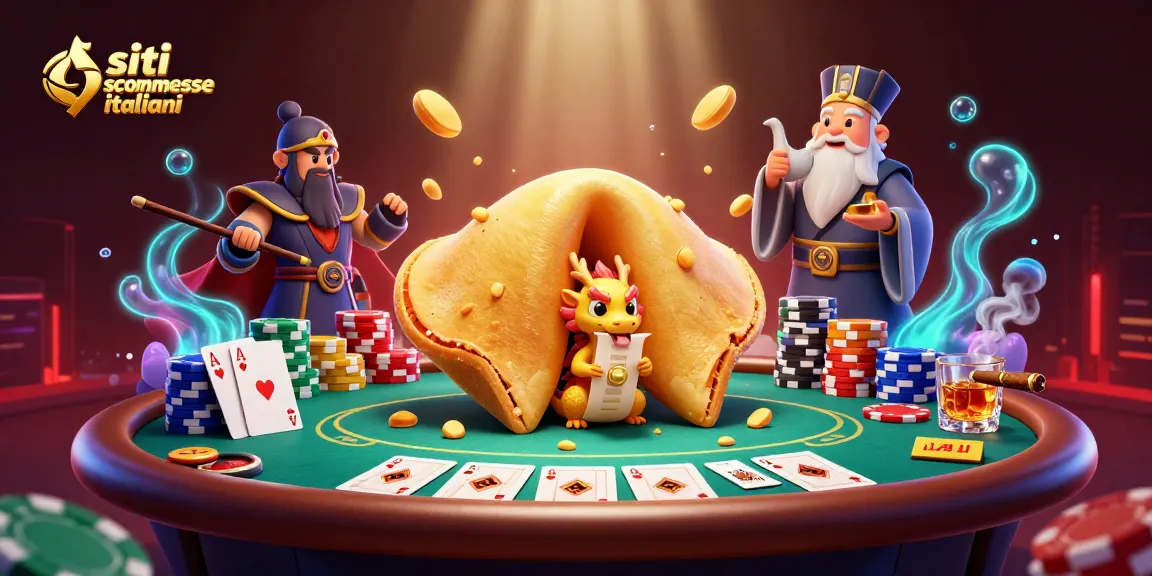 Scommetti nei siti scommesse italiani con un drago saggio che legge la fortuna in un biscotto d'oro.