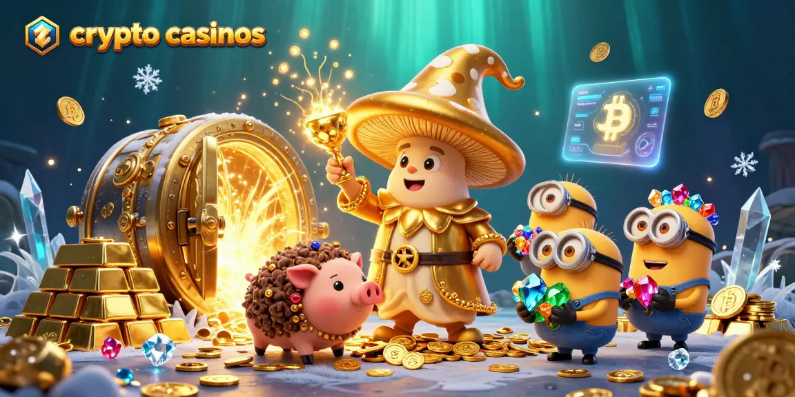 Plongez dans l'univers des crypto casinos avec un mage champignon et son cochon trésor.