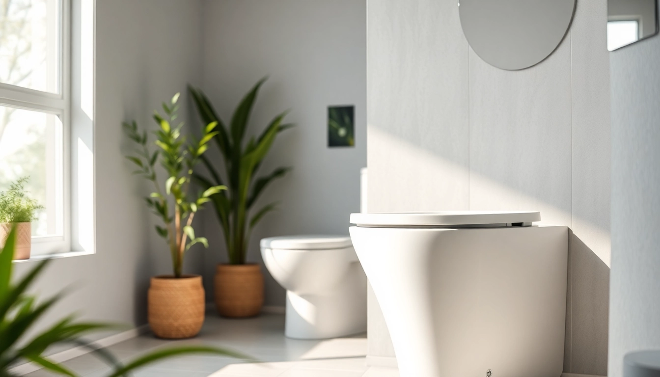 Scopri il copri wc elegante in un moderno bagno minimalista.