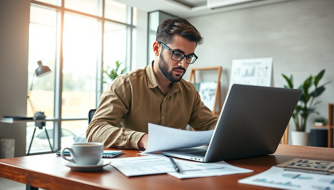 Streamlined Online LLC formation process with a focus on business paperwork in a modern workspace.