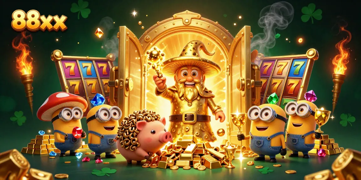 Spin the reels with 88xx in a rich 3D casino scene filled with treasure and magic.