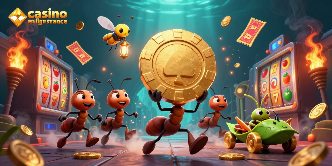 Représentation dynamique avec une équipe de fourmis courant un braquage pour le casino en ligne France