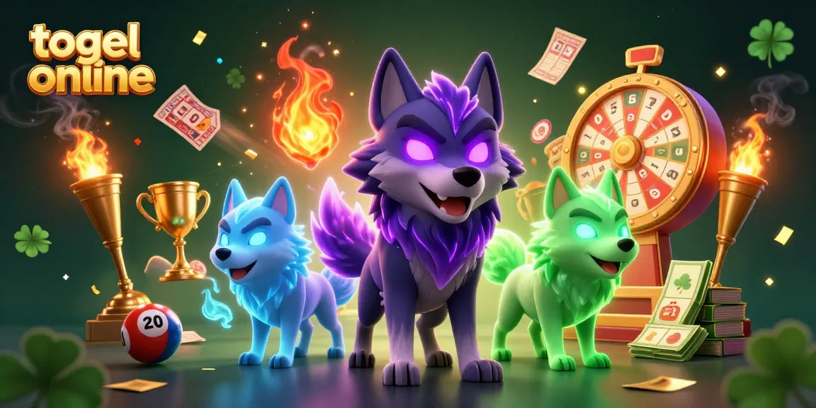 Experience thrilling togel online with dynamic lottery elements and ghostly wolves in a vibrant scene.