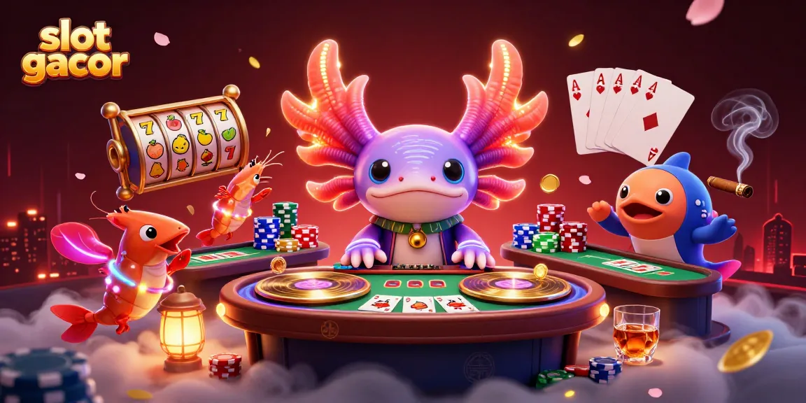 Spin the slot gacor reels with vibrant characters illustrating a lively underwater casino scene.