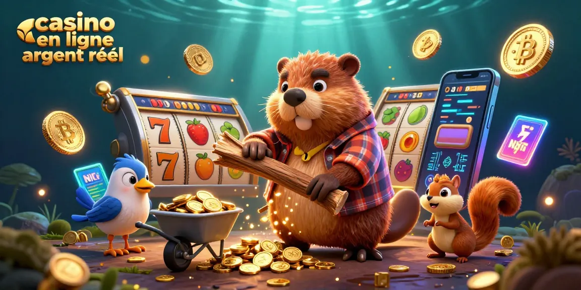 Jouez à un casino en ligne avec de l'argent réel avec des personnages amusants collectant des pièces d'or et des symboles de jeux.