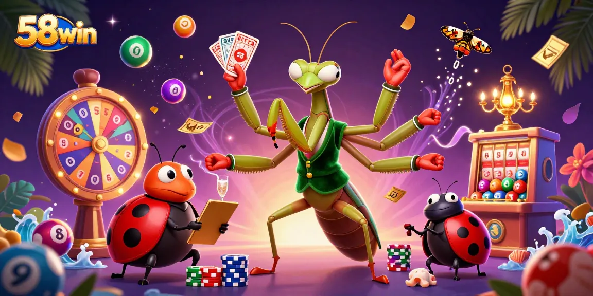 Experience the thrill of games at 58win with a vibrant casino scene featuring dynamic characters and elements.