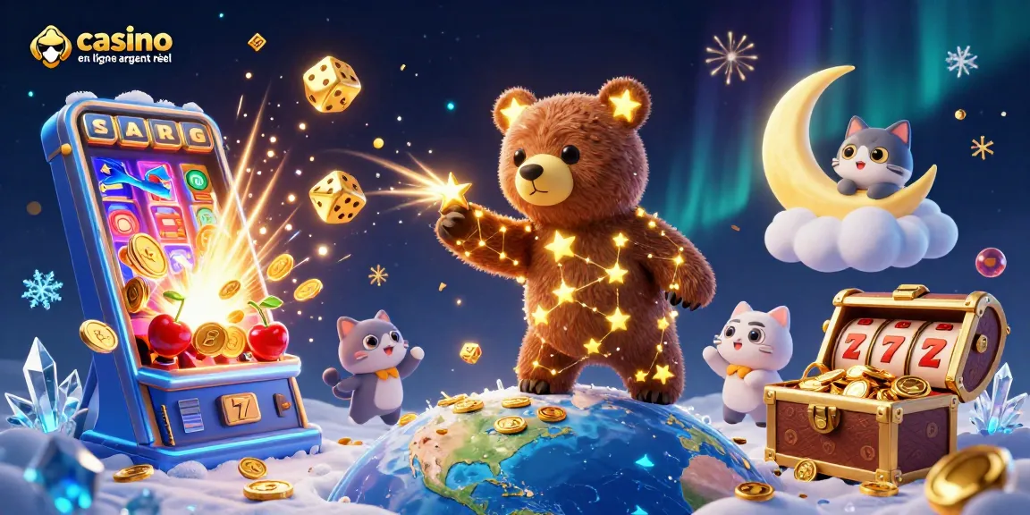 Jouez sur un casino en ligne argent réel avec un ours constellé et des machines à sous explosant de pièces!