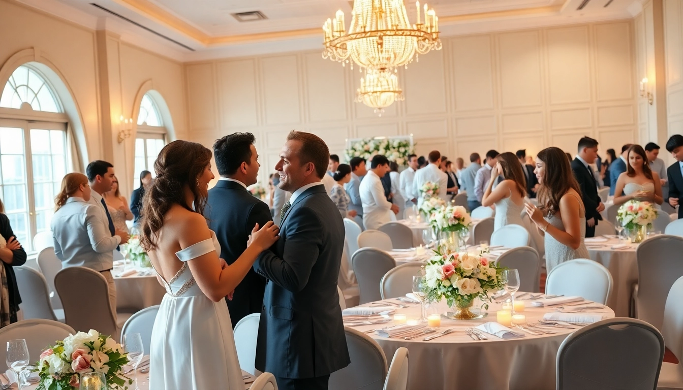 Feierliche Atmosphäre beim almas event center zeigen elegante Dekoration und fröhliche Gäste.
