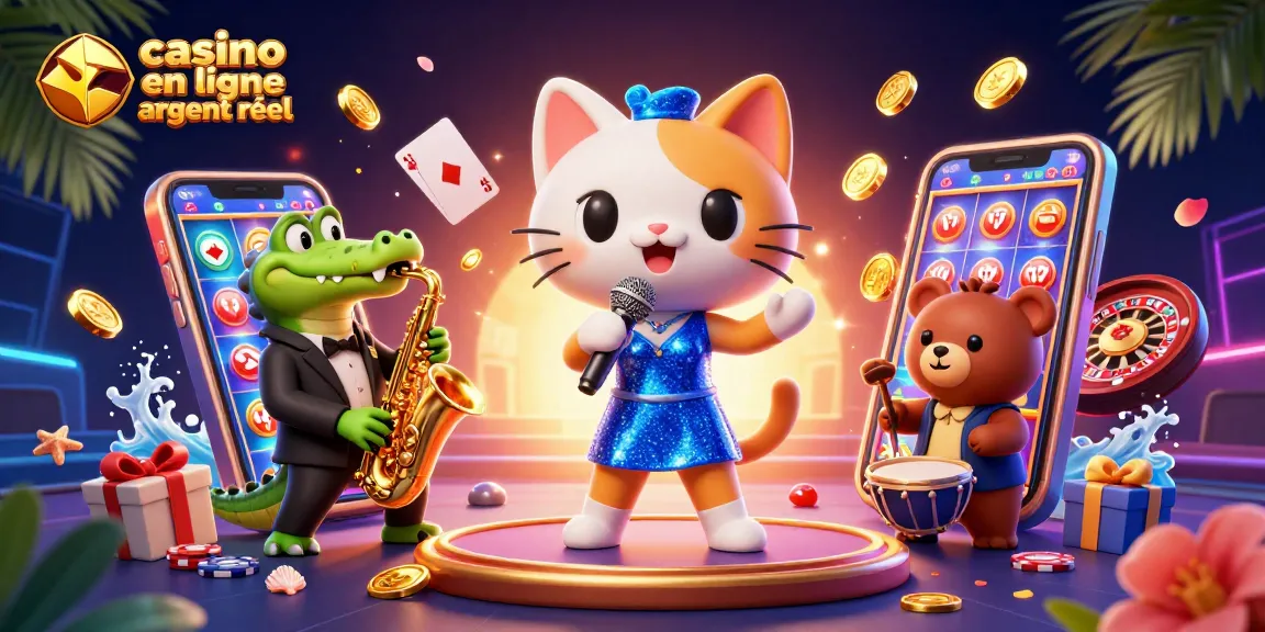 Gagnez aux jeux de casino en ligne argent réel avec des personnages animés jouant sur scène.