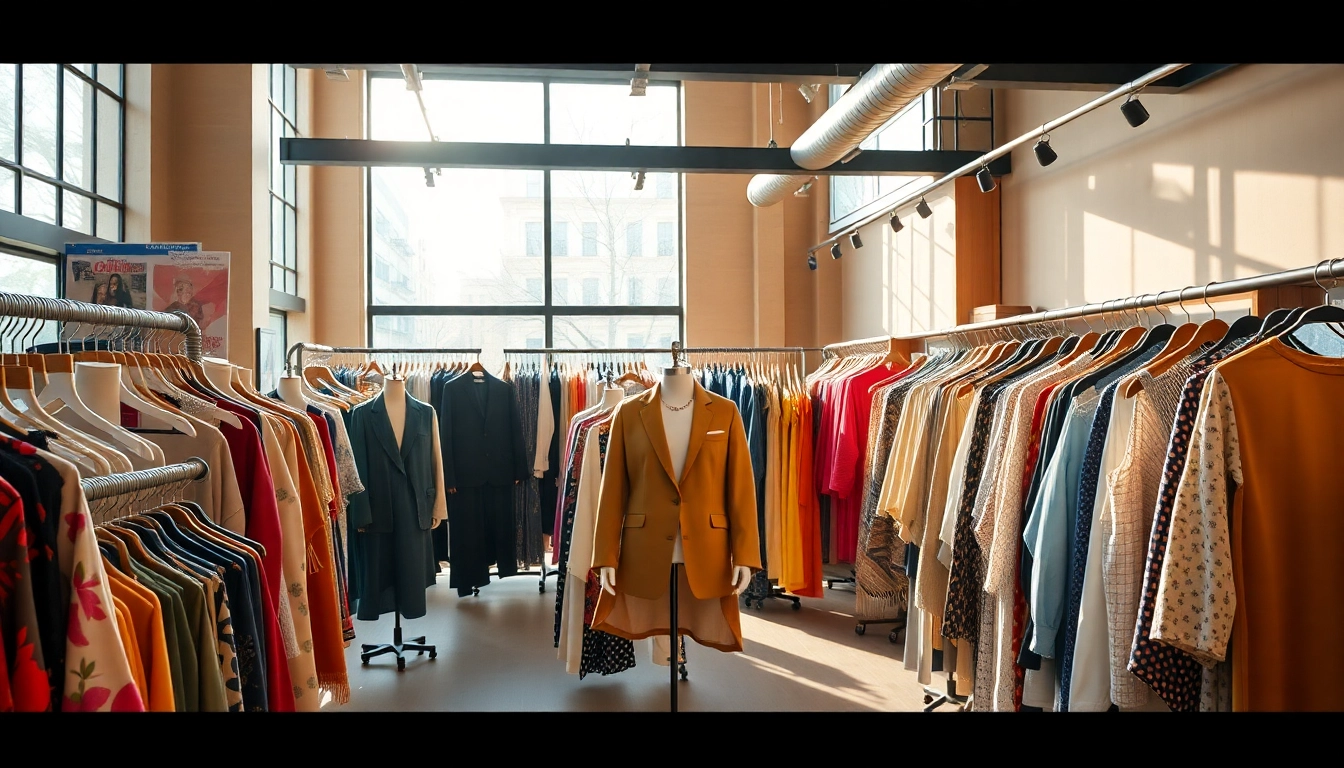 Showcasing Clothing Manufacturer Private Label garments in a vibrant showroom with natural light.