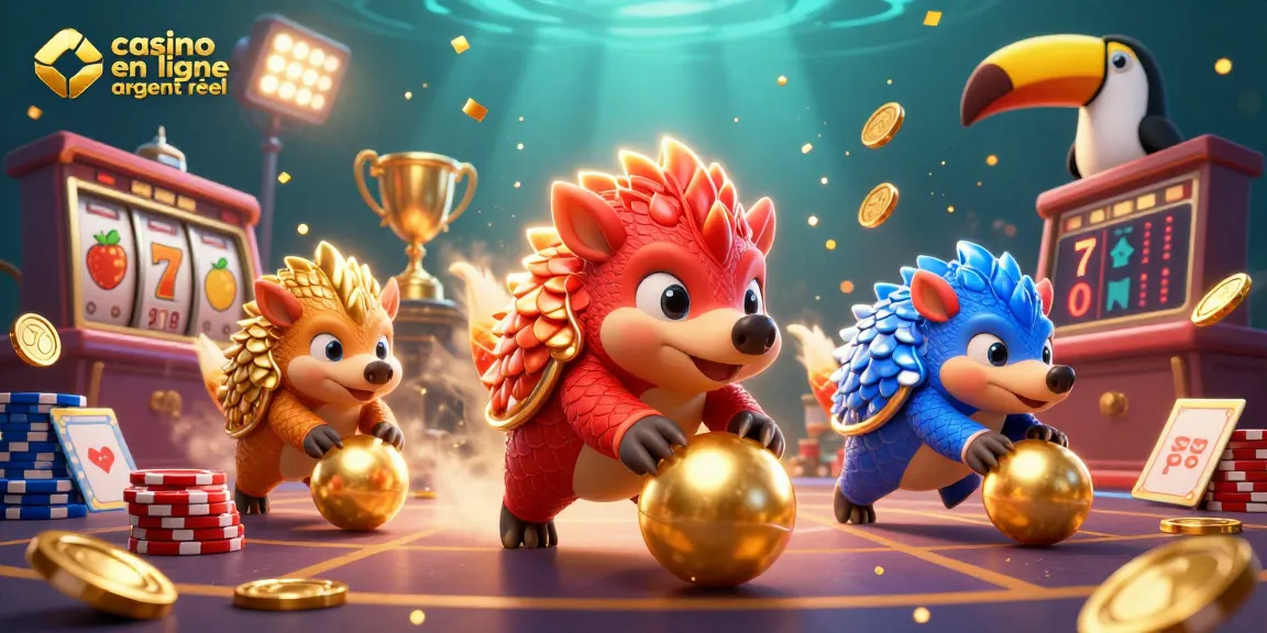 Jouer à casino en ligne argent réel avec des pangolins rivaux et des éléments de jackpot colorés.