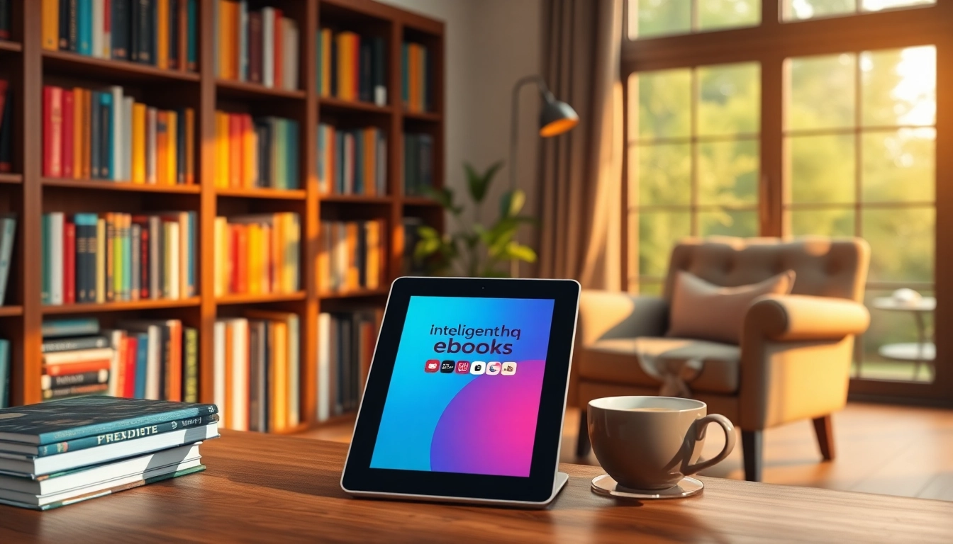 Showcasing Intelligenthq ebooks on a tablet amidst an inviting study setting.
