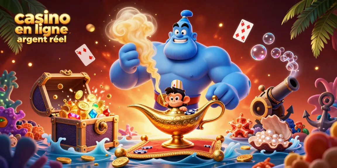 Profitez de l'excitation du casino en ligne argent réel avec des personnages colorés et des éléments de jeu.