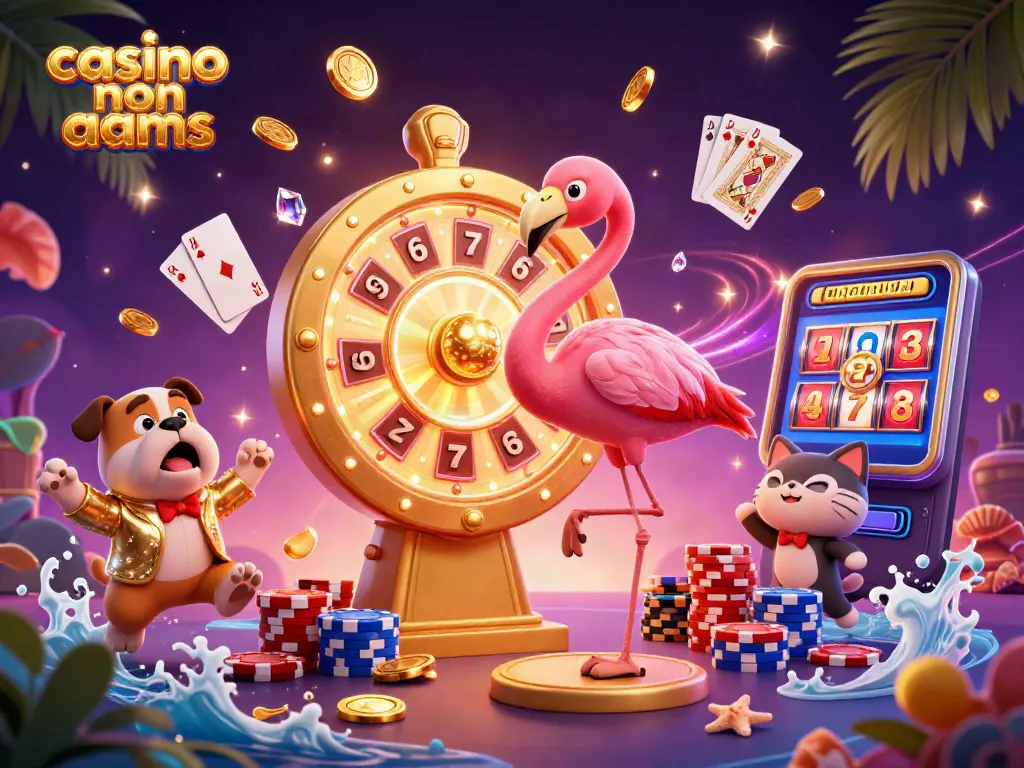 Crea emozioni nei casino non AAMS con un ospite di gioco e premi scintillanti in un'illustrazione dinamica.