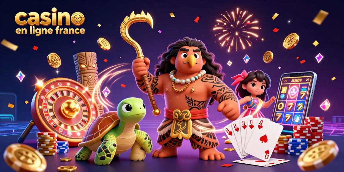 Vivez l'expérience du casino en ligne en France avec une scène dynamique de jeux, pièces d'or, et croupiers en direct.