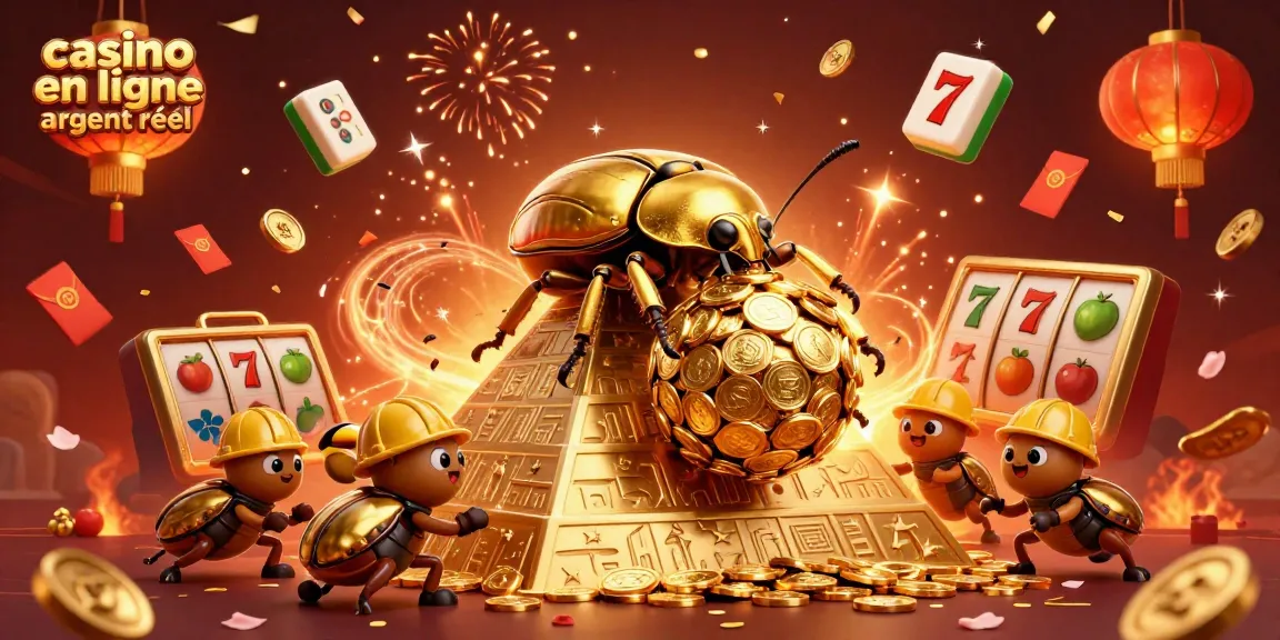 Profitez de l'excitation du casino en ligne argent réel avec une illustration dynamique et colorée.