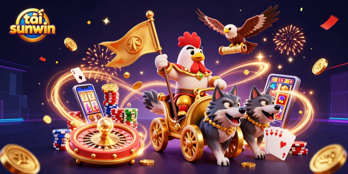 Engage in exciting gameplay with tải sunwin, featuring a vibrant casino scene of 3D characters and elements.