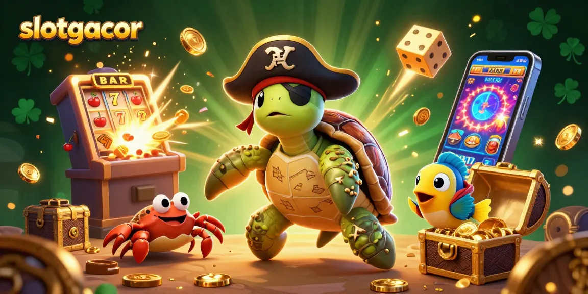 Engage with slotgacor through a vibrant 3D casino illustration featuring dynamic game elements.