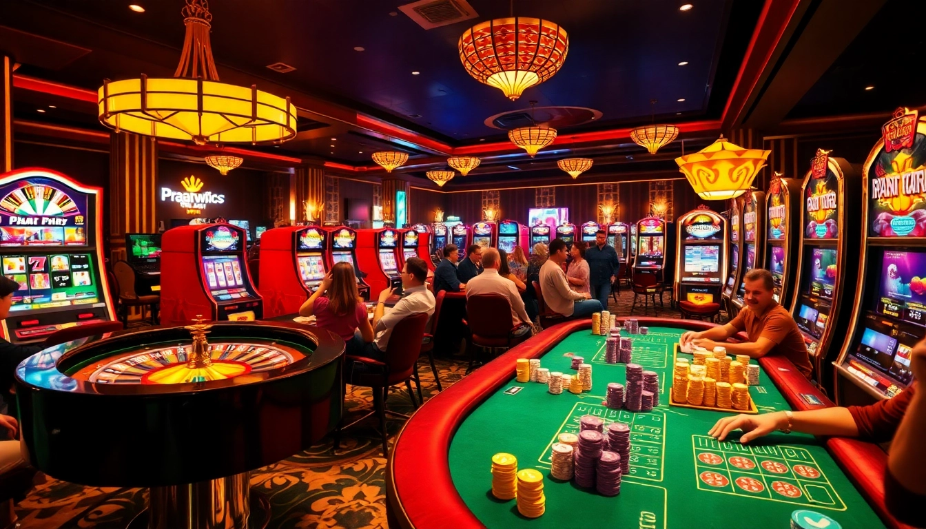 Players celebrating wins at a luxurious casino featuring RTP Pragmatic Play slot machines.