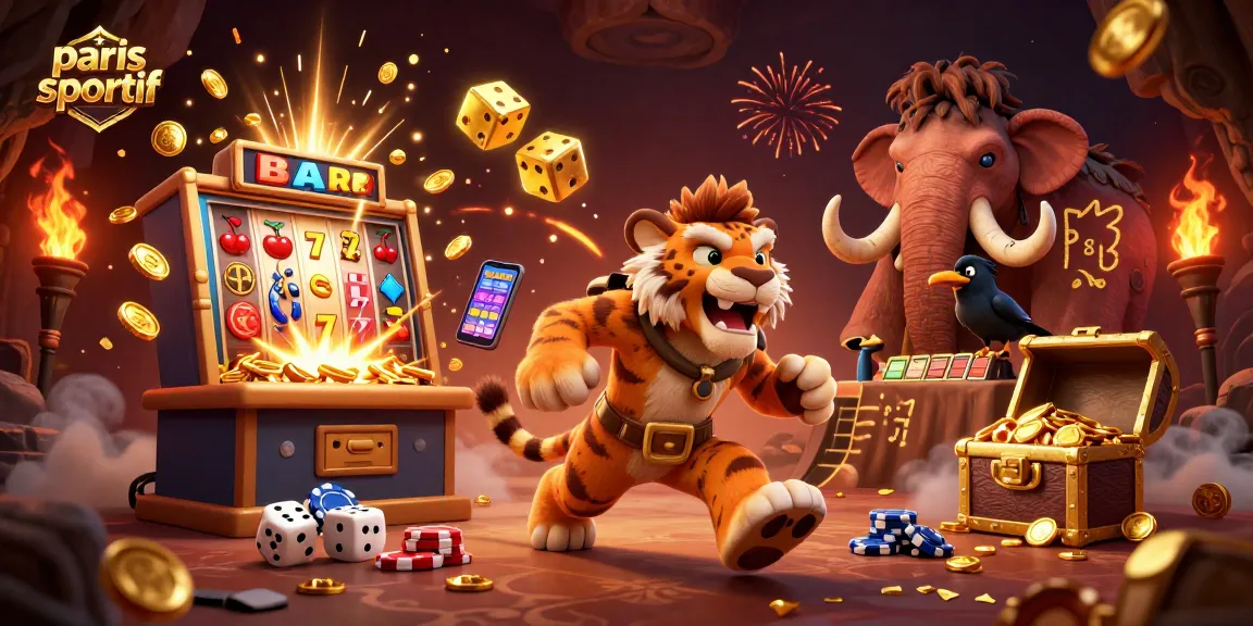 Pariez sur les résultats de paris sportif avec des personnages de casinos préhistoriques animés.