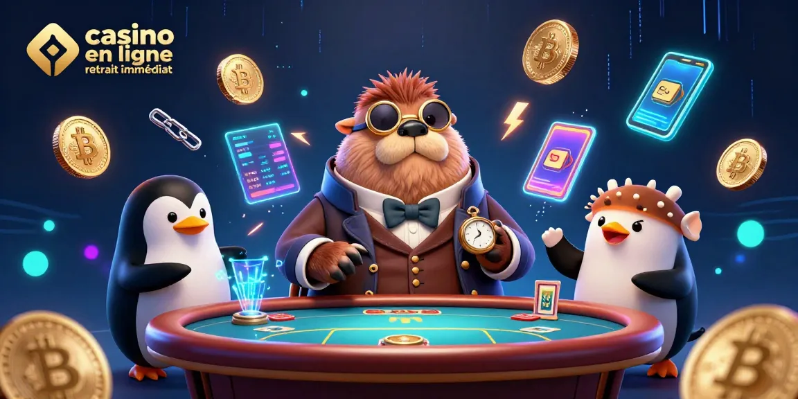 Plongez dans l'univers des casinos avec cette illustration 3D captivante de "casino en ligne retrait immédiat" qui met en scène un phoque victorien à la table de poker.