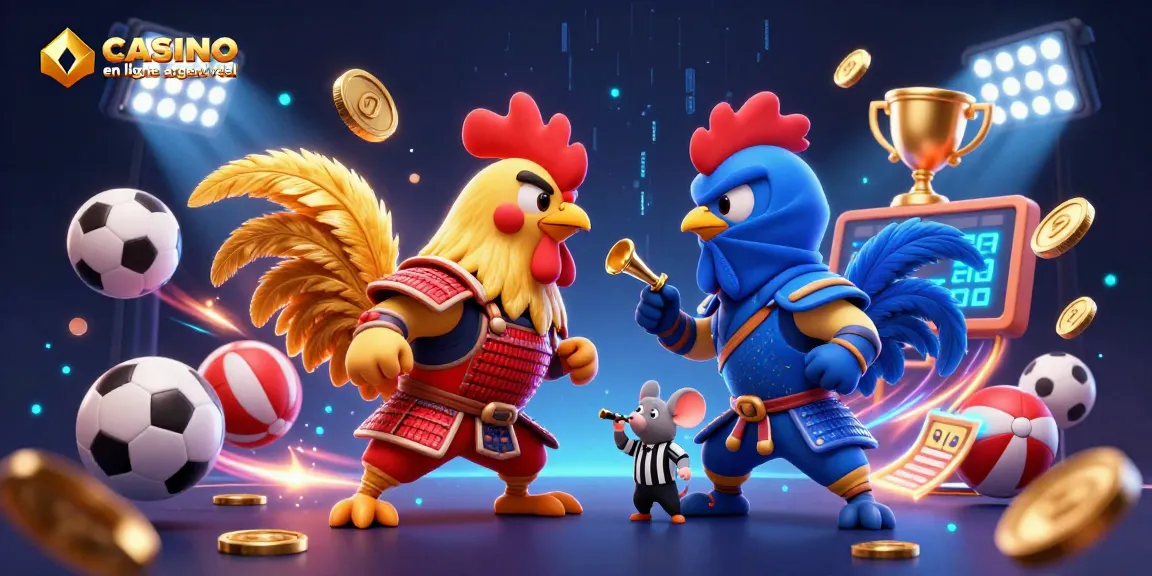Action intense de coqs en duel dans un casino en ligne argent réel, offrant des éléments sportifs captivants.