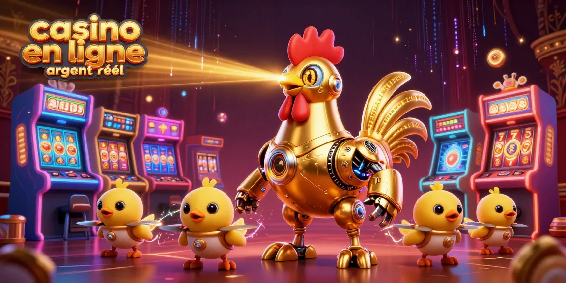 Jouer à casino en ligne argent réel avec un robot en or et des drones mascottes animés